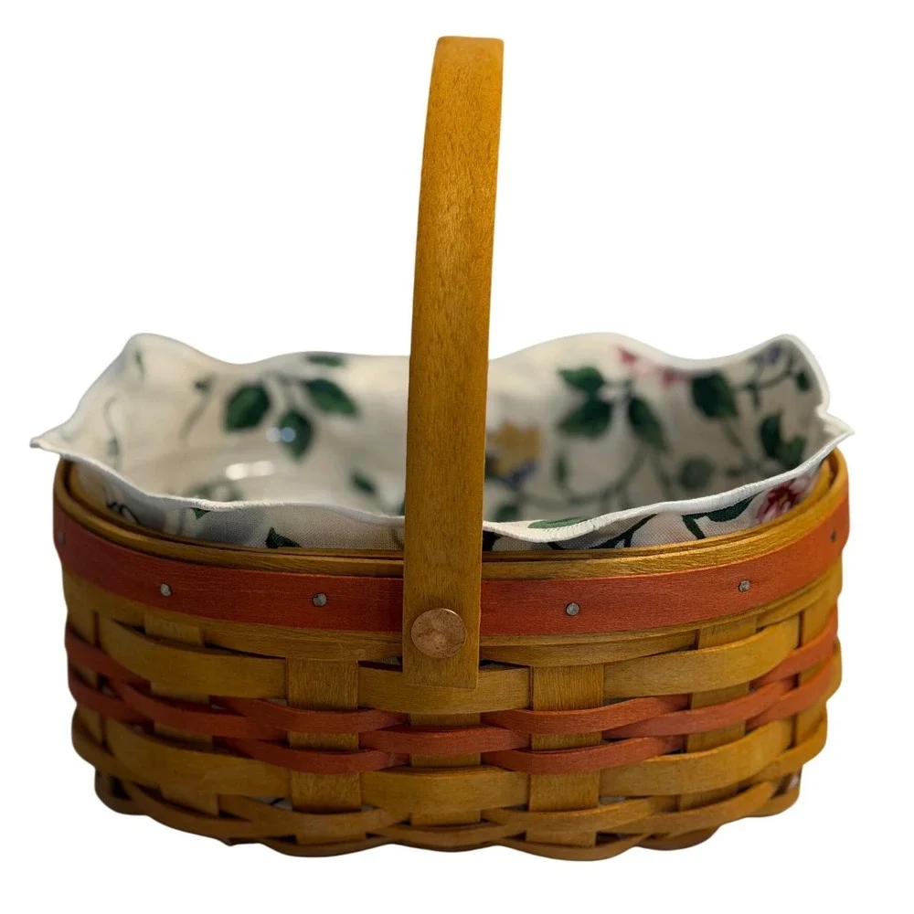VTG Longaberger Basket Tea for Two 1999 Mother's Day Floral Liner Protector Set